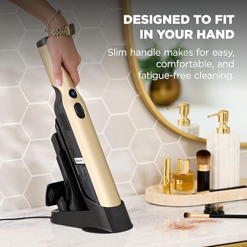 Shark WANDVAC Cordless Hand Vacuum, Lightweight & Portable at 1.4 lbs., Powerful Suction, Charging Dock, One-Touch Empty for Car & Home, French Gold, WV201GD - Image 4