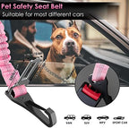 SlowTon Dog Car Seat Belt, 3 in 1 Latch Bar Attachment Dog Safety Seatbelt | Hook Latch Bar& Seatbelt Buckle, Reflective, Heavy Duty Nylon, Durability, Easy of Use, for Travel Riding, Pink, 35.5" - Image 6