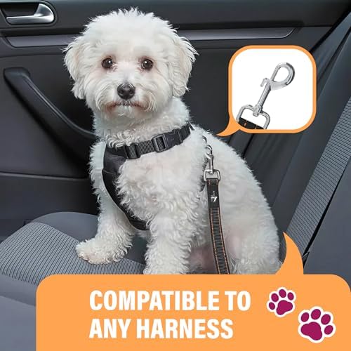 Active Pets Black Car Seat Belt for Dogs 2 Pack, Attaches to Harness & Collar, Adjusts 18" - 24" Safety & Comfort Travel Restraint System Fits Small - Large Pups, Seatbelt Pet Supplies & Accessories - Image 5
