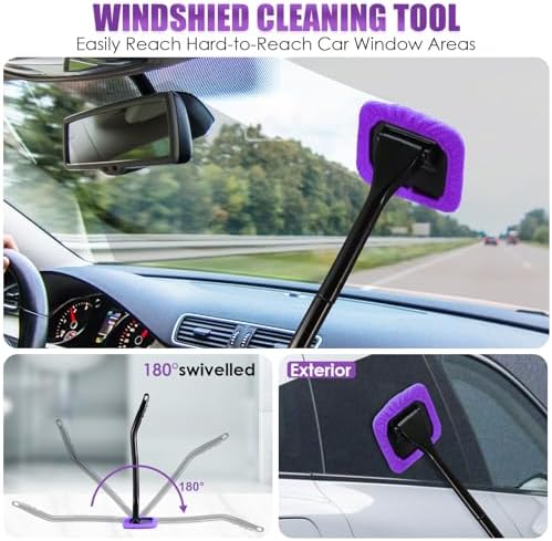 17PCS Car Cleaning Kit, Purple Car Interior Detailing Kit with High Power Handheld Vacuum, Detailing Brush Set, Windshield Cleaner, Cleaning Gel, Complete Auto Accessories for Women Gift - Image 3