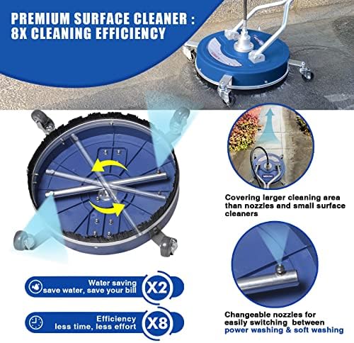 MEKOH 20” Heavy-Duty Pressure Washer Surface Cleaner with Wheels, 4500PSI - Image 3
