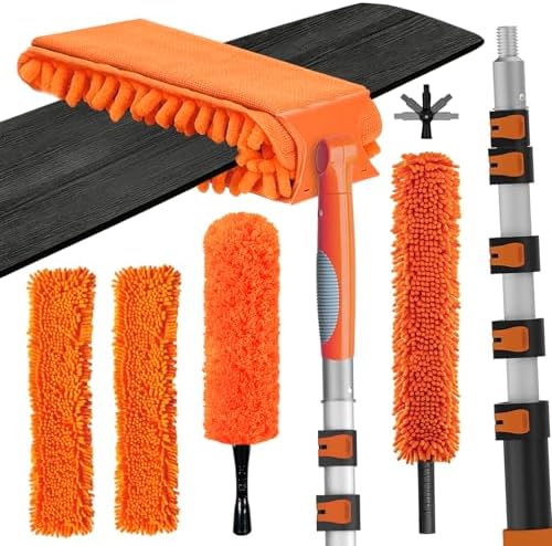 LAANPOLE 30FT Reach Ceiling Fan Cleaner Duster, Fan Blade Cleaner Kit with 5-24FT Extension Pole, Microfiber Duster & Replaceable Cleaning Cloth for Blades, Ceiling, Furniture by LAANPOLE