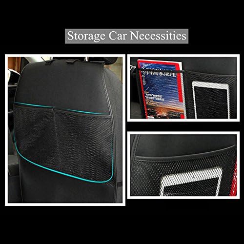 HCMAX 2 Pack Kick Mat Car Seat Back Protector Waterproof Easy to Clean Multifunctional Organizer Storage Bag Travel Accessory PU Leather Beige - Image 5