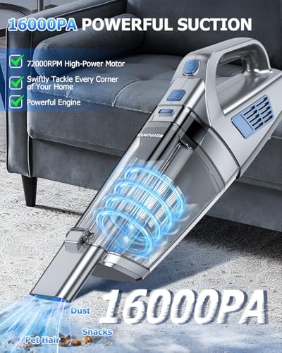 BQYPOWER Handheld Vacuum Cordless Rechargeable, Hand Held Car Vacuum - Image 2