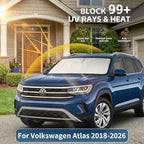 Windshield Sun Shade for VW/Volkswagen Atlas 2018-2024 2025 2026 Front Window Shade Custom Fit Atlas Accessories Sun Visor Foldable Shade Blocks UV Rays Summer Must Have Car Accessories - Image 2