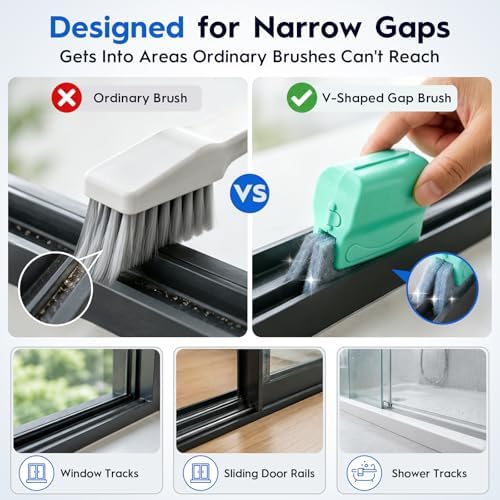 Window Track Cleaning Tools, 15 Pcs Sill Cleaner Brush for Window/Door Tracks, Sliding Doors, Tile Lines, AC Vents & Keyboards - Image 3