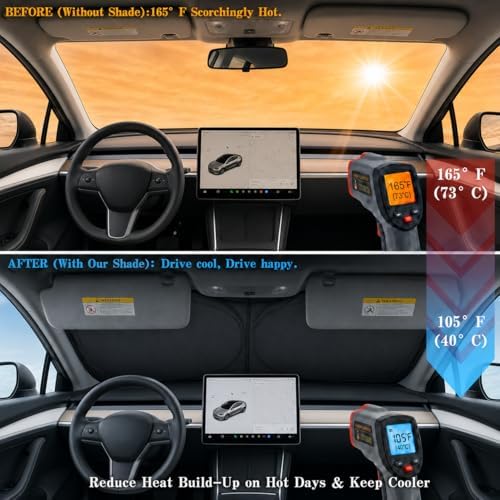 Tesla Model Y/3 Windshield Sun Shade, Classic Black - Image 2