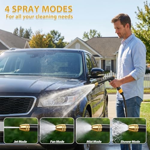 High Pressure Hose Nozzle, Upgraded Pressure Washer Gun with 4 Spray Modes, Adjustable Handheld Pressure Washer Nozzle for 3/4" Garden Hose, Watering Sprayer for Cleaning Yard Patio Car Pets - Image 4