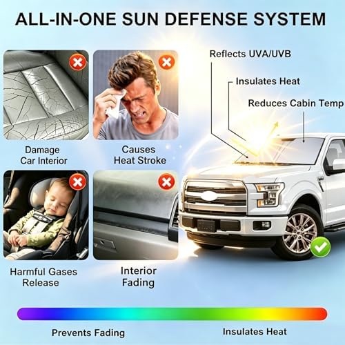 Windshield Sun Shade for Ford F-150 2021-2026 Accessories Foldable - Image 6
