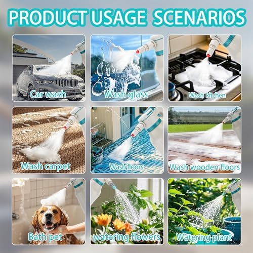 Electric Foam Sprayer Car Wash, 0.5Gallon 2L Rechargeable Battery Power Display Auto Pressure Foamer Spray Bottle, 2 Nozzles Mode Spray - Image 6