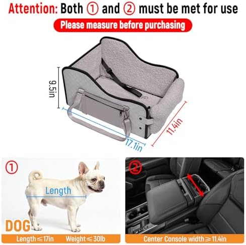 TKYZ Center Console Dog Car Seat for Small Dogs,Fit for Full Size Truck | Soft Pillow,Double fixation,PU Leather Easy To Clean,Pet Booster with Safety Belt,Puppy Car Seat for Small Dogs 0-30 lbs - Image 3