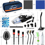 20Pcs Car Cleaning Kit, Interior Detailing Kit with High Power Handheld Vacuum, Detailing Brush Set, Windshield Tool, Blue Complete Auto Accessories for Women, Men - Image 7