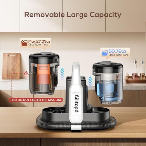 Portable Carpet & Upholstery Spot Cleaner Machine,15Kpa Deep Carpet Cleaner for Rug, Pet, Couch, Car, Stairs & Furniture, Handheld Couch Cleaner Machine with 2 Size BrushHead & Self-Cleaning System - Image 4