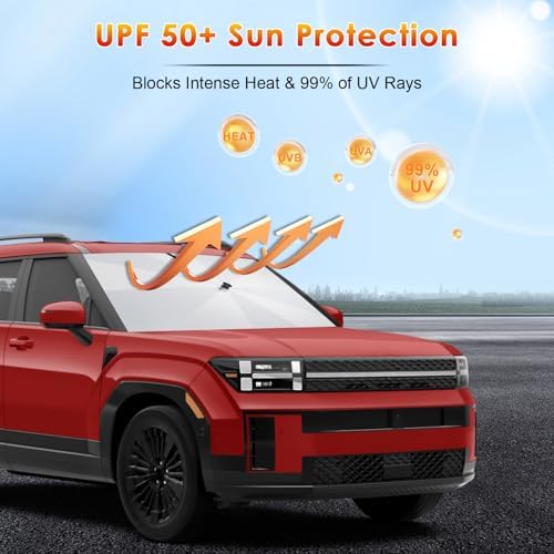 for Car Windshield Sunshade Umbrella 2024-2026 Hyundai Santa Fe Custom Fit Windshield Sun Protector Cover 6-Layer Heat-Resistant Fabric, Ultra-Strong Fiberglass Frame (for 2024-2026 Santa Fe) - Image 3