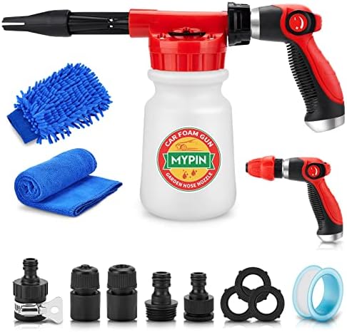 Car Wash Foam Gun/Hose Sprayer, 16 IN 1 Foam Cannon for Car/Garden Cleaning by MYPIN