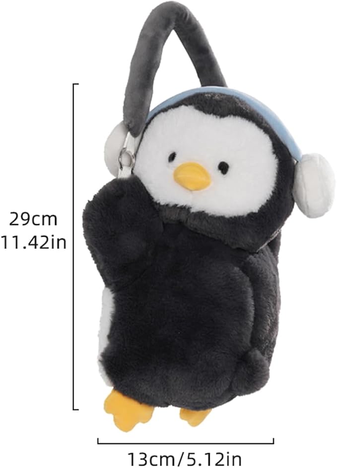 Tissue Box Cover Plush Tissue Box Holder for Car, Home, Decorative Holder/Organizer for Bathroom Vanity Countertop, Nightstands, Office Desk-Penguin - Image 6
