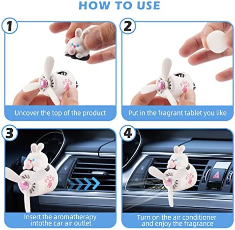 Car Air Freshener Cute Cartoon Rabbit Pilot Car Diffuser Rotating Propeller Automotive Air Outlet Fan Creative Car Perfume Decoration Cool Car Accessories - Image 5