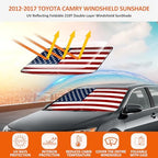 Bestview American Flag Windshield Sunshade for 2012-2017 Toyota Camry,Custom Fit Foldable Front Window Sunshade Sun Visor Accessories Protector Block UV Rays Heat, Keep Your Car Cooler - Image 3