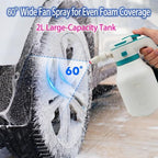 Electric Foam Sprayer for Car Wash, 2L Rechargeable Battery-Powered Foam Cannon with 3500mAh Large Capacity Battery & Battery Level Display, Type-C Charging with English Manual - Image 4