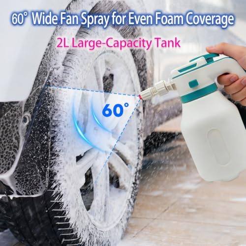 Electric Foam Sprayer for Car Wash, 2L Rechargeable Battery-Powered Foam Cannon with 3500mAh Large Capacity Battery & Battery Level Display, Type-C Charging with English Manual - Image 4