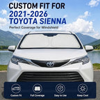Windshield Sun Shade for Toyota Sienna Accessories 2021-2024 2025 2026 - Foldable Windshield Sunshade Cover Front Window Shade Custom Fit Sienna Sun Visor Protector Blocks UV Rays - Image 2