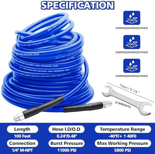 Sewer Jetter Kit 100 FT for Pressure Washer, 5800 PSI Drain Cleaner Hose - Image 3