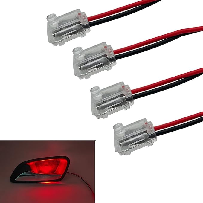 Car Door Handle Light Red LED Ambient light 12V Door Bowl Decorative Light Warning Light Small Size Easy Installation Universal Small Car Ship Use (4PCS) - Image 2