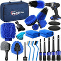Qydipclin 23Pcs Car Detailing Kit, Car Detailing Brush Set, Car Wash Cleaning Kit, Car Detailing Brushes, Professional Car Care Kit for Interior Exterior Wheels, Blue by Qydipclin