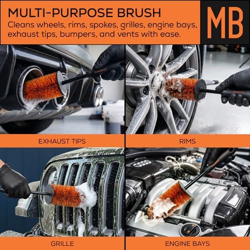 Suds Lab Mini Wheel Cleaning Brush, Multipurpose Rim Brush, Dense Bristles - Image 4