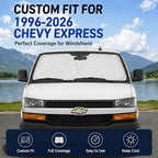 Custom Fit Windshield Sun Shade for Chevy Chevrolet Express 1996-2026 - Image 2