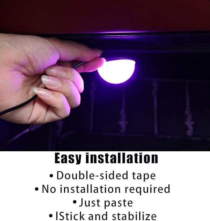 4 in 1 Car Interior LED Ambient Light Kit, Green | 5 Volt USB power, adhesive install, front and rear cables, fits most cars, SUVs, and trucks, car interior accessories - Image 2