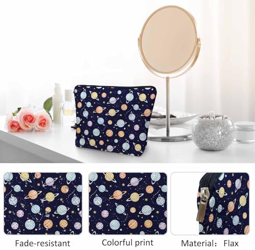 Women Makeup Organizer Bag Galaxy Space Solar System Planet Comet Constellation Galaxy Flax Cosmetic Bag Makeup Bags Toiletry Bag Makeup Accessories Travel Bags For Home Office Hotel Gym - Image 5