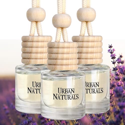 Urban Naturals Car Air Freshener Diffuser 3 Pack - Lavender Luxe Scent, 45+ Days Long Lasting Fragrance, Made in USA, Glass & Wood, Hanging Design + Vent Cip, Easy to Use by UrbanNaturals
