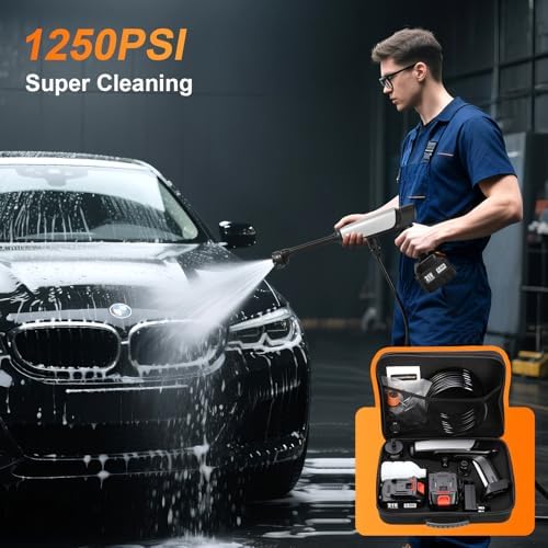Cordless Pressure Washer Battery Powered,Portable Power Washer with 2pcs 4.5Ah Battery&Charger & 6-in-1 Nozzle (one Size) - Image 3