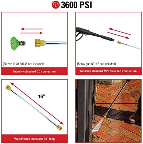 Simpson Cleaning 80149 Universal 16-Inch Pressure Washer Wand for Cold Water Use up to 3600 PSI, Silver - Image 3