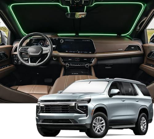 Windshield Sun Shade for Chevrolet/Chevy Tahoe 2021-2026 Compatible Accessories-4 Layers Custom Fit Foldable Front Window Sunshade Sun Visor Protector, Block UV Rays Keep Your Car Cooler by Unknown