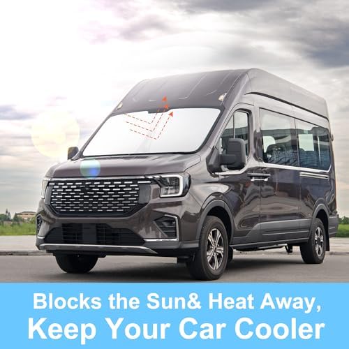 TINGLU Sun Shade for Ford Transit 2015-2024 2025 2026 Accessories Windshield Sun Shade Window Shade UV Rays Protection Sun Visor Cover with Steering Wheel Sunshade Storage Bag - Image 5