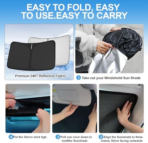 Windshield Sun Shade for 2024 Che-vrolet/Chevy Colorado Compatible Accessories Foldable Design Sunblocker Protects from Sun Rays & Heat Damage - Image 6