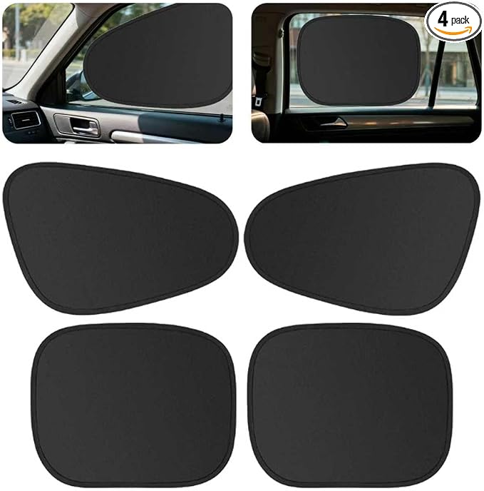 Car Window Sunshade Privacy Curtains, Car Side Window Sunshade Shade for Car Windows, 100% Light Blocking, for Breastfeeding, Napping, Changing, Camping, Side Window Baby Shade, 4 PCS by coldpa