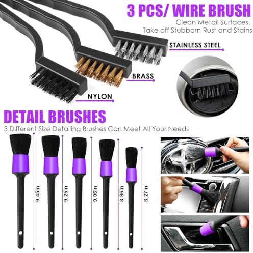 20PCS Car Cleaning Kit, Car Interior Detailing Kit with Purple High Power Handheld Vacuum, Detailing Brush Set, Windshield Cleaner, Cleaning Gel, Complete Auto Accessories for Women - Image 5