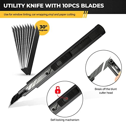 Gomake Vehicle Vinyl Wrap Window Tint Film Tool Kit Include 4 Inch Felt Squeegee, Retractable 9mm Utility Knife and Blades, Zippy Vinyl Cutter and Mini Go Corner Squeegee for Car Wrapping (5 Tools) - Image 3