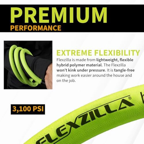 Flexzilla Pressure Washer Replacement Hose, 1/4 in. x 50 ft., 3100 PSI, M22 Fittings, No-Kink, Lightweight, ZillaGreen - Image 3