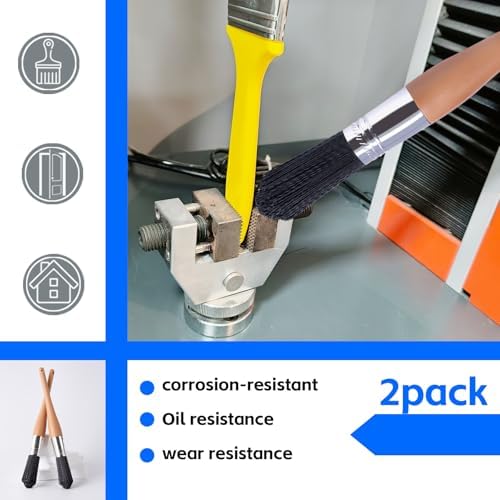 Wesquer Parts Cleaning Brush Home and Auto Use Parts Cleaner Brush Solvent Brush for Cleaning Auto Engine Parts, Clean Motors, Metal Parts, Machinery (Black 2pcs) - Image 4