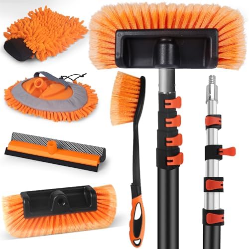 Car Wash Brush with Long Handle,Car Clean Kit with Extension Pole by ACTREY
