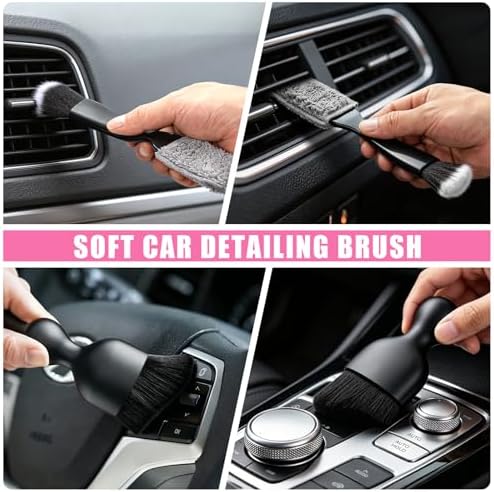 21PCS Car Detailing Kit Interior Cleaner - with Handheld Car Vacuum, Windshield Cleaning Tool, Detailing Brushes, Car Cleaning Supplies Kit for Women Men (Pink) - Image 6