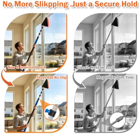 AgiiMan 10FT Reach Duster Cleaner Kit with 1.1-4.4FT Extension Pole, Window Squeegee and Duster Kit, Triangle Baseboard Cleaner Tool for Windows, Glass , Flooring and Walls - Image 6