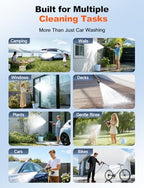 Cordless Portable Car Washer, Handheld Washer with Brushless Motor, 6-in-1 Nozzle and 32 ft Detachable Hose, Battery Powered Washer for Car, Home, Outdoor Patio and Garden Use. - Image 6