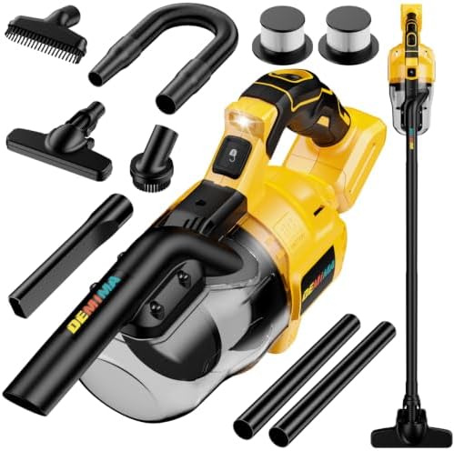 Cordless Vacuum for Dewalt Battery, 5 in 1 Lightweight Handheld Vacuum Cleaner with 500W Powerful Motor, 46 CFM Portable Hand Vacuum with Filtration HEPA for Floor, Carpet(Battery Not Included) by Unknown