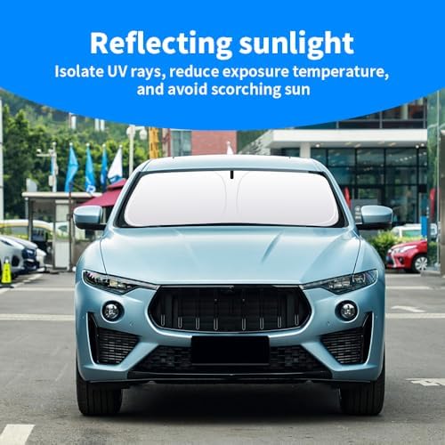 Front Windshield Sun Shade Custom Fit Compatible for Maserati Levante 2017-present Sunshade Foldable UV Ray Reflector Sun Visor Protector Shield Cover Reflective (for Maserati Levante 2017-present) - Image 3