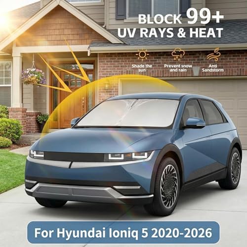 Windshield Sun Shade for Hyundai Ioniq 5 2020-2024 2025 2026 -Front Window Shade Custom Fit Ioniq 5 Accessories Sun Visor Foldable Shade Blocks UV Rays Summer Must Have Car Accessories - Image 2